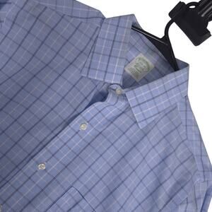 Brooks Brothers Non Iron Dress Shirt Blue Plaid Supima Cotton Mens 15.5 35